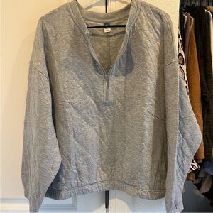 *NWT* Old Navy Gray Half-Zip Womens Quilted Pullover Sweater